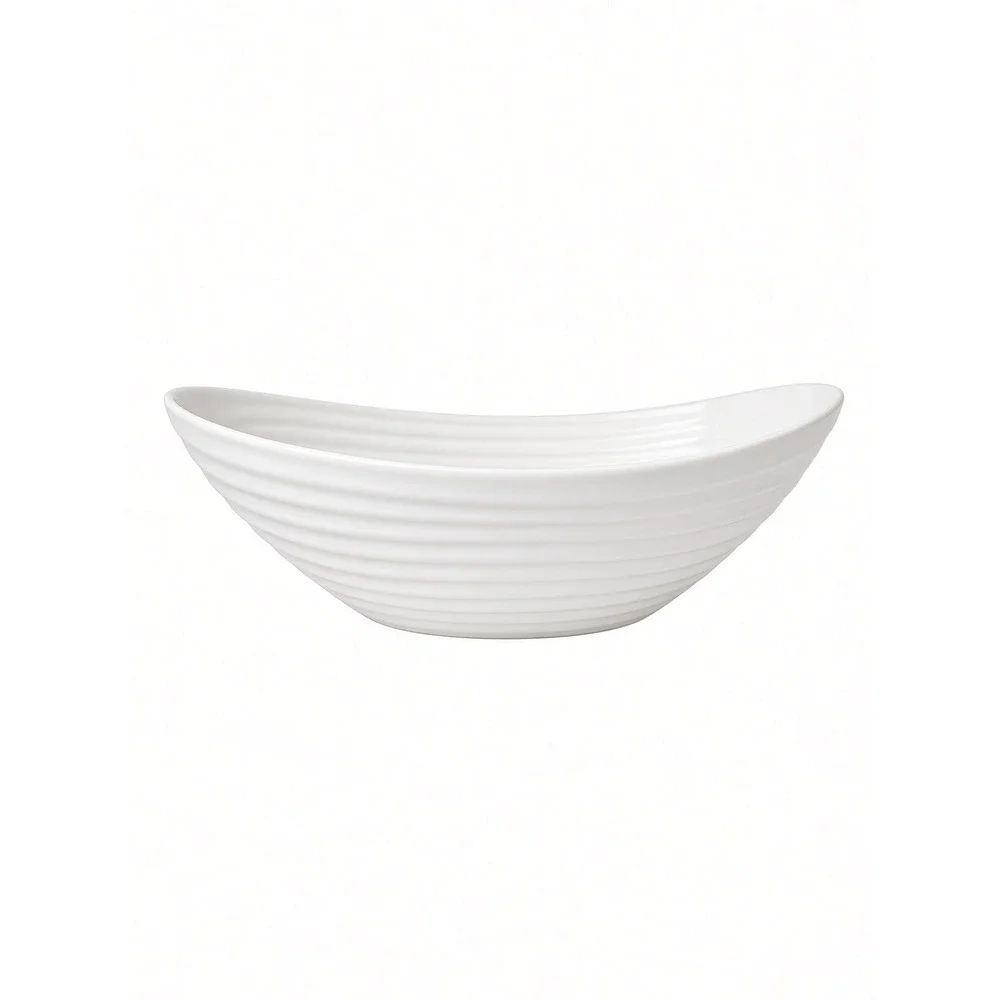 Sophie Conran for Portmeirion White Porcelain Spiral Ripple Oval Serving Bowl